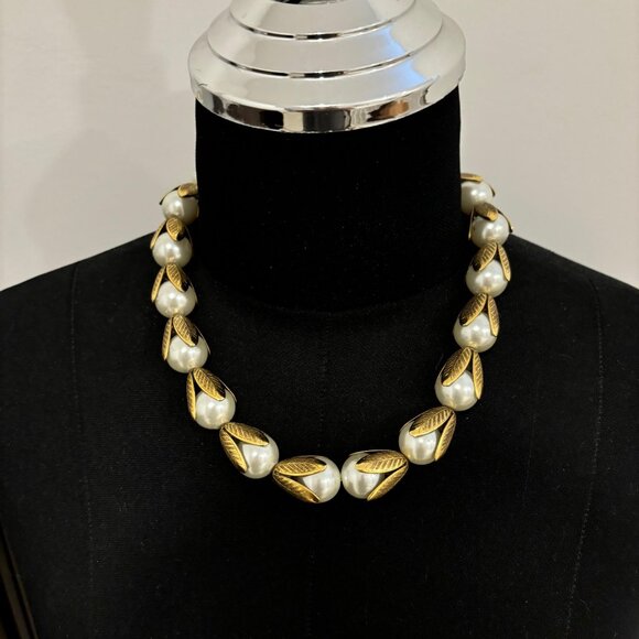 Anthropologie Gold and Pearl Necklace - Picture 1 of 3